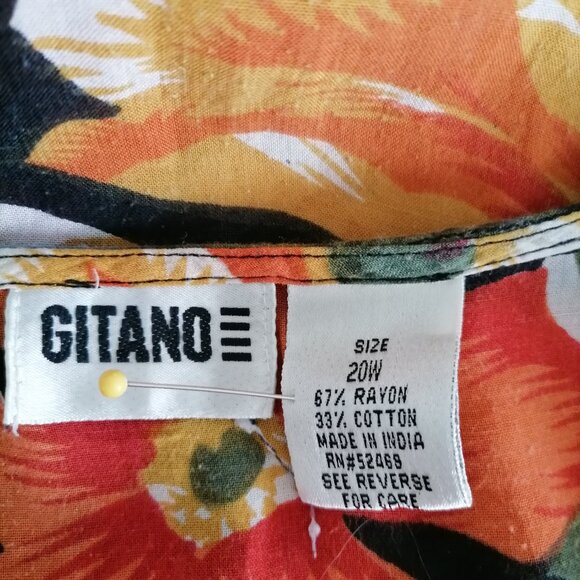 Gitano Womens Multicolor Spread Collar Tie V Neck Floral Blouse Top Size 20W - Picture 5 of 6